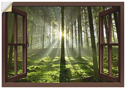 Artland Qualitätsbilder I Wandtattoo Wandsticker Wandaufkleber 130 x 90 cm Landschaften Wald Foto Braun C3JG Fensterblick Wald mit Bach