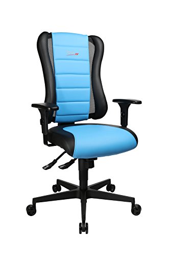 Topstar Sitness RS Büro-/Gaming-/Schreibtisch- Stuhl, inkl. Armlehnen, Stoff, blau / schwarz, 60 x 68 x 120 cm