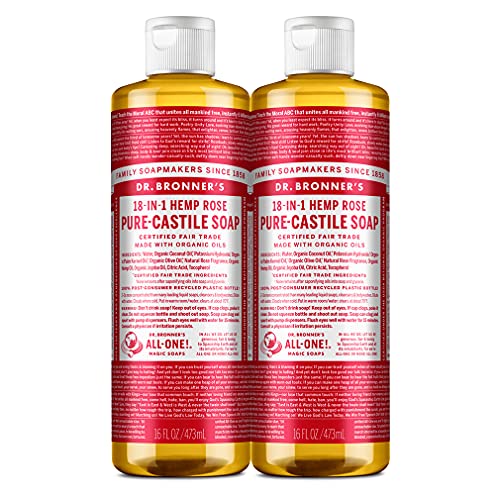 Dr. Bronner's Organic Pure Castile Liquid Soap, Rose, 16 oz, 2 pk by Dr. Bronner's