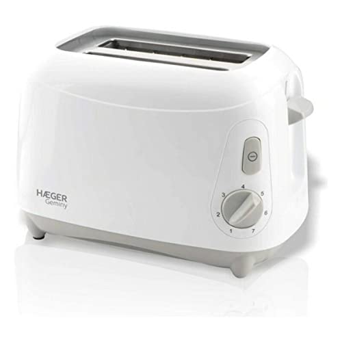 HAEGER Geminy - Toaster mit 900 W Doppelkammer, 7 Toastpositionen mit Krümelschublade, einfaches und funktionales Design, für effizientes Toasten, weiße Farbe