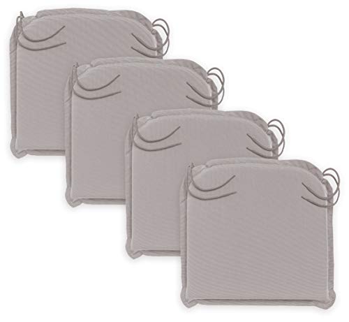 Traumnacht Komfort 4er Set Stuhlkissen/Sitzkissen Outdoor taupe, 44 x 47 x 6 cm