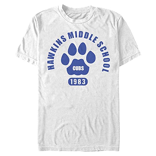 Stranger Things Herren Hawkins Cubs Paw Emblem Short Sleeve T-shirt, Weiß, 3XL