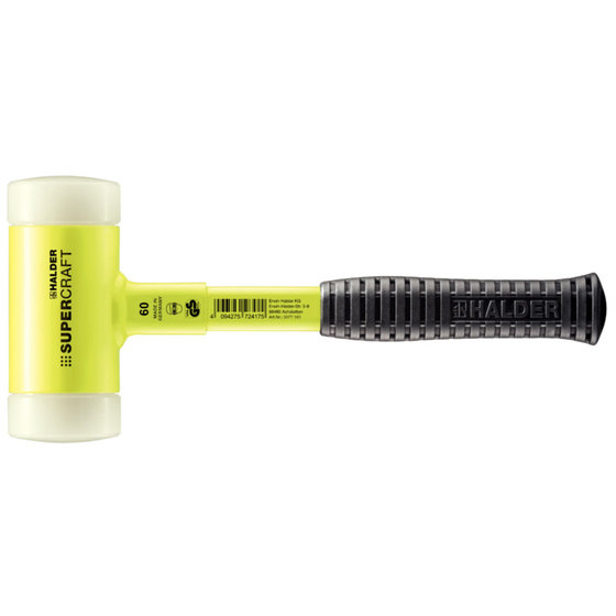 HALDER - SUPERCRAFT-Schonhammer, mit bruchsicherem Stahlrohrstiel, gelb-fluoreszierend beschichtet und ergonomisch geformtem, rutschsicherem Griff 3377.160