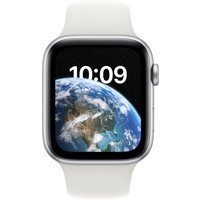 Apple Watch SE (GPS + Cellular) - 44 mm - Aluminium, Silber - intelligente Uhr mit Sportband - Flouroelastomer - weiß - Bandgröße: regelmäßig - 32GB - Wi-Fi, LTE, Bluetooth - 4G - 32,9 g (MNQ23FD/A)