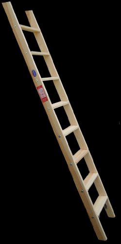 Premium Hochbettleiter Holz 11-stufig als Stufenanlegeleiter formschön für senkrechte Höhe von 2,54 m