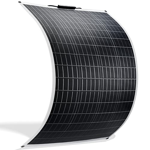 SARONIC 100W 18V 12V ETFE Flexibles Solarmodul Monokristallin Solarpanel Ladegerät Outdoor mit MC4 Ladekabel für Wohnmobil, Auto, Boot 12V Batterien