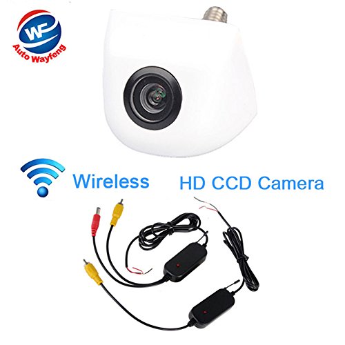 Auto Wayfeng WF® Wireless Drahtlose Auto Vorderansicht Kamera CCD 170 Grad Winkel Backup Parkplatz Kamera, weiß