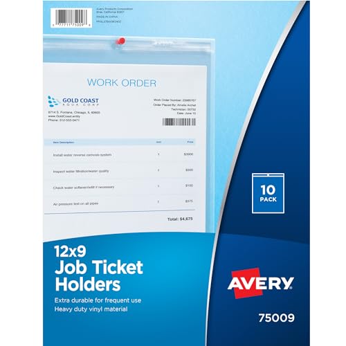 Avery Job Ticket Halter, schweres Vinyl, 22,9 x 30,5 cm, 10 Stück pro Packung (75009), transparent
