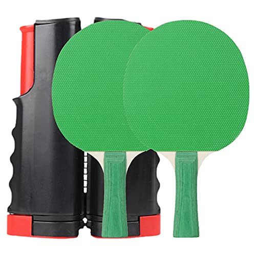 DZQUY Ping-Pong-Paddettentisch-Tennis-Set mit 2 Pappel-Tisch-Tennisschlägern und 170 cm langes Netz für Familienaktivitätsschule und Sportverein,Grün,One Size