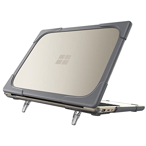 LOXO CASE Hülle Kompatibel mit 12.4 Zoll Microsoft Surface Laptop Go 2 (2022 Release) / Surface Laptop Go (2020 Release), Kratzfest PC Rückseite und TPU Stoßstange Schutz Handyhülle mit Ständer,Gray
