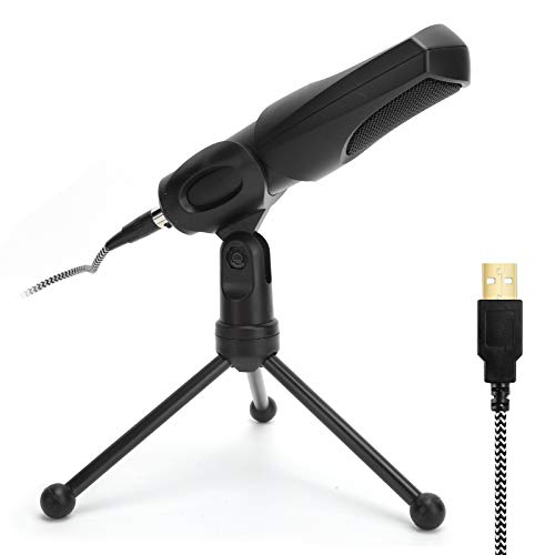 USB-Kondensatormikrofon mit klappbarem Stativständer, professioneller Geräuschabschirmung, Plug & Play, 360 ° -Schallaufnahme, Entstörungsschutz