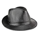 HNVAVQ Leder-Panama-Fedora-Hüte für Herren und Damen, Jazz-Kappe, Trilby-Hut, Outdoor, A, XXL