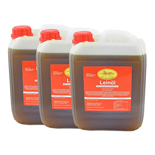 Horse-Direkt Premium Leinöl 30 L (3x10 Liter Kanister) Für Pferde, Hunde & Katzen- Leinsamenöl Kaltgepresst Zum Barfen Für Das Tier - Natürlicher Futterzusatz Zur Unterstützung