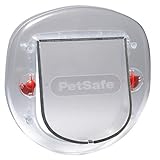 PetSafe Große Katzenklappe für Katzen/kleine Hunde, Ideal für Fenster/Schiebetüren, Tiere bis 10 kg, 4 manuelle Verschlussoptionen, Weiß, Staywell