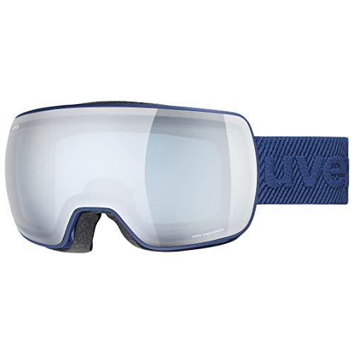 uvex Unisex – Erwachsene, compact FM Skibrille, navy matt/silver-blue, one size
