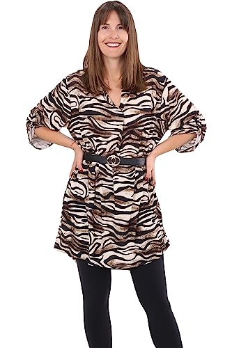 Malito - Damen Anmimalprint Kleid mit V Auschnitt - Midi Kleid mit Gürtel - Sommerkleid in One Size mit lockerer Passform - langes Blusenkleid Herbstkleid 23203 (Größe: 36-42 Zebra)