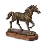 Deko Figur Skulptur Pferd auf Sockel Gußeisen 23,5x19,3 cm