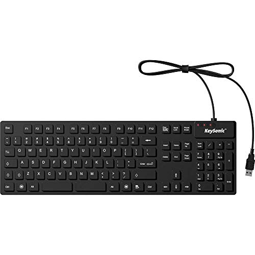 Keysonic KSK-8030 IN (US) USB-Tastatur US-Englisch Schwarz Silikonmembran vollversiegelt IP68, Wasserdicht (IPX7)