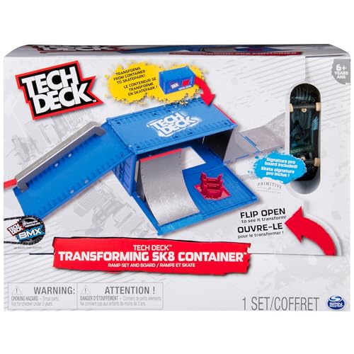 Tech Deck 6035884 Transforming SK8 Container Pro Modular Skatepark und Board, ab 6 Jahren (Edition kann variieren), blau/schwarz