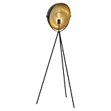 EGLO Stehlampe Darnius, 1 flammige Stehleuchte Industrial, Vintage, Standleuchte aus Stahl, Wohnzimmerlampe in Schwarz und Gold, Lampe mit Tritt-Schalter, E27 Fassung