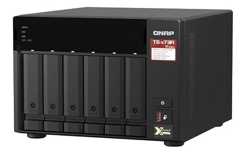 QNAP TS-673A 6-Bay Turbo-Station NAS (AMD Ryzen™ Embedded V1500B 4-Core/8-Thread 2,2 GHz 8GB DDR4 RAM 2xRJ-45 2,5 GbE LAN-Port) 12TB Bundle mit 6X 2TB Seagate IronWolf NAS HDDs