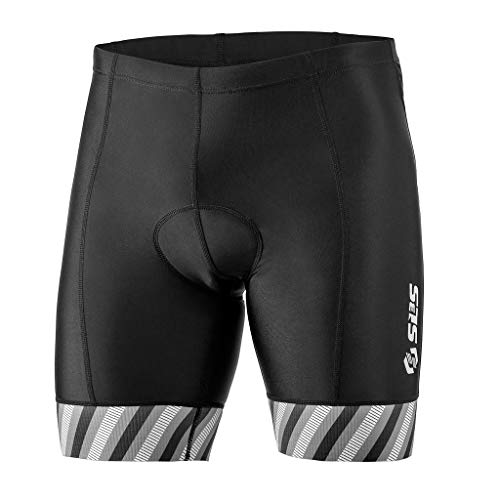 SLS3 Triathlon Hose Herren | Tri Shorts Kurz mit 2 Taschen | FRT 2.0 | Schwarz Designed by Athletes for Athletes (Black/Gray Stripes, XL)