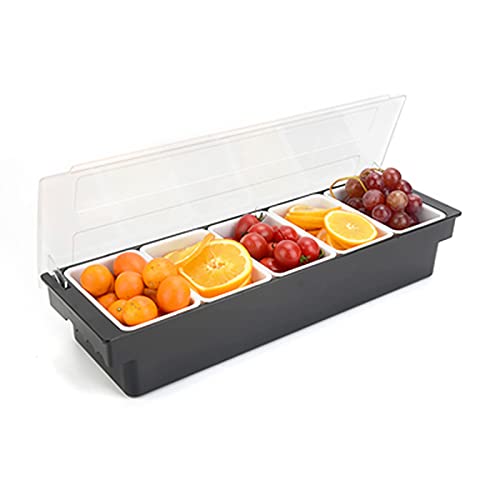 biusgiyeny ABS Obst Behälter Obstkiste abnehmbar Obstschachtel Multifunktionale Obstkiste Mit Deckel Für Küche, Esszimmer, Bar(5 Gitter)
