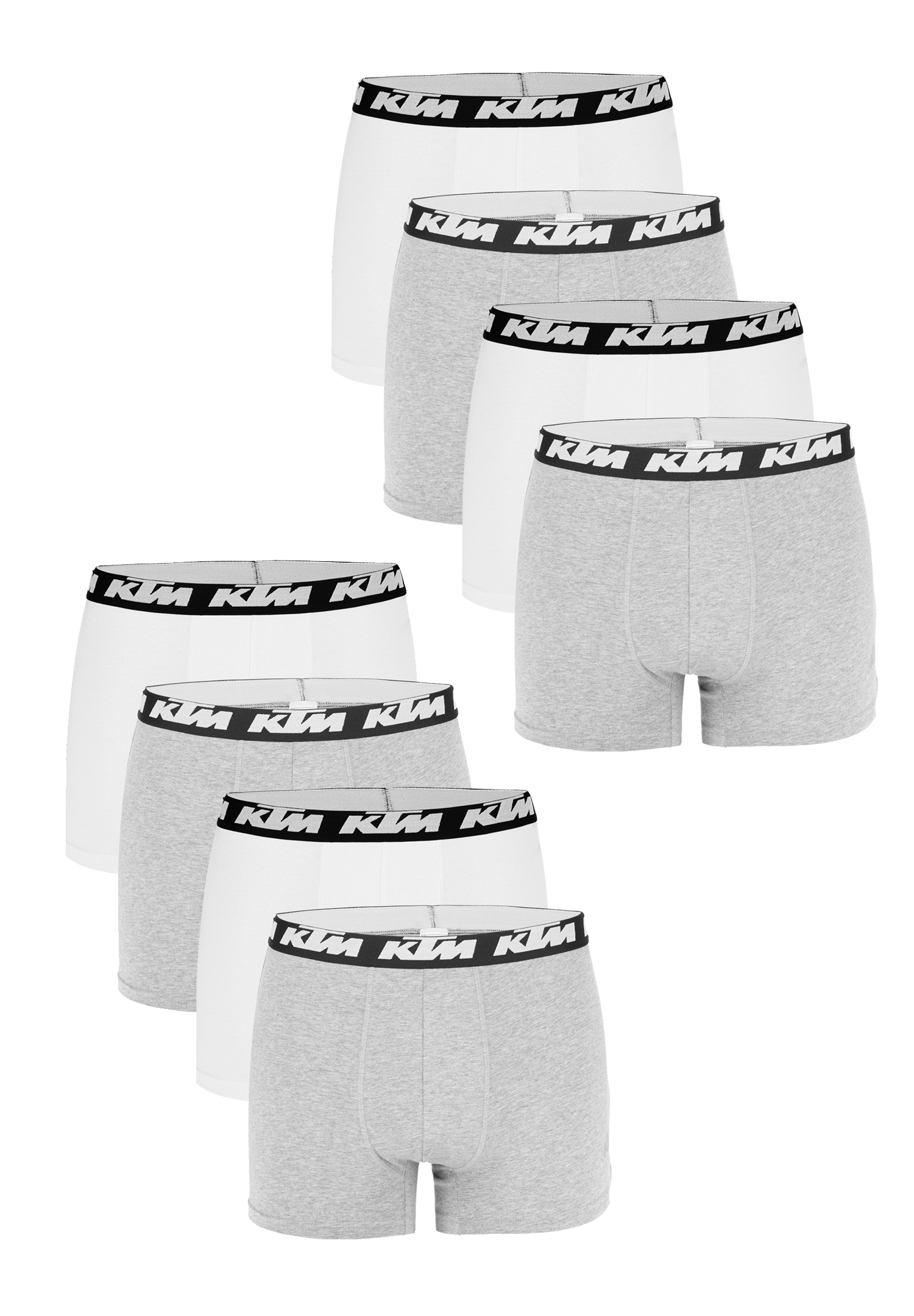 KTM by Freegun Boxershorts für Herren Unterwäsche Pant Men´s Boxer 6 er Pack, Farbe:Light Grey / White, Bekleidungsgröße:L