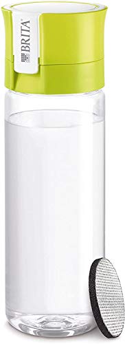 BRITA Wasserflasche mit 1 Filter reduziert Chlor und organische Verunreinigungen, BPA-frei, 600 ml Fill and Go (Lime, Vital)