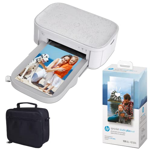 HP Sprocket Studio Plus 4 x 6 Zoll Sofortbilddrucker – Paket: Hülle und Fotopapier