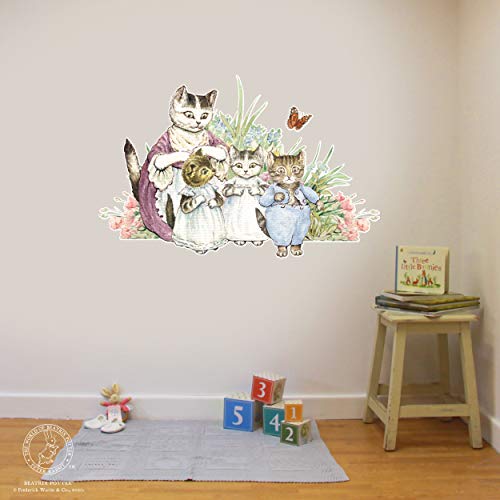 Peter Rabbit Wandtattoo – Kätzchen und Blumen – Offizielle Peter Hase Wandkunst (120 cm Breite x 80 cm Höhe)