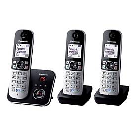 Panasonic KX-TG6823 - Schnurlostelefon - Anrufbeantworter mit Rufnummernanzeige - DECT - Schwarz + 2 zusätzliche Handsets