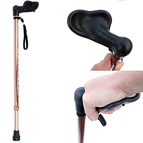 Old Man Comfy Grip Stick Rechtshänder Gehstock mit 13 einstellbaren Stufen für Halt und Stabilität, konturierter Griff (Farbe: Gold) Vision