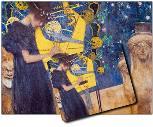 1art1 Gustav Klimt, Die Musik, 1895 1 Kunstdruck Bild (80x60 cm) + 1 Mauspad (23x19 cm) Geschenkset