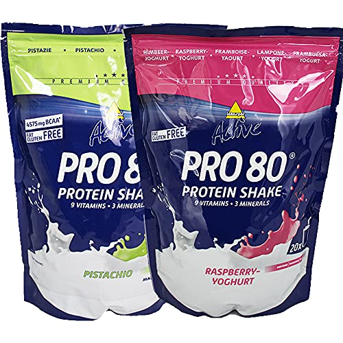 Atlant Vital Set aus Inkospor Active Pro 80 Protein Shake Eiweißpulver viele Geschmacksrichtungen 2x 500g (Pistazie/Himbeer-Joghurt)