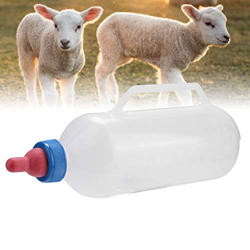 AMONIDA Baby Ziege Fütterungsflasche, Lammmilch Feeder Kunststoff Weiße Schaf Milchflasche, mit Griff Haushalt für Schaf Farm Lämmer