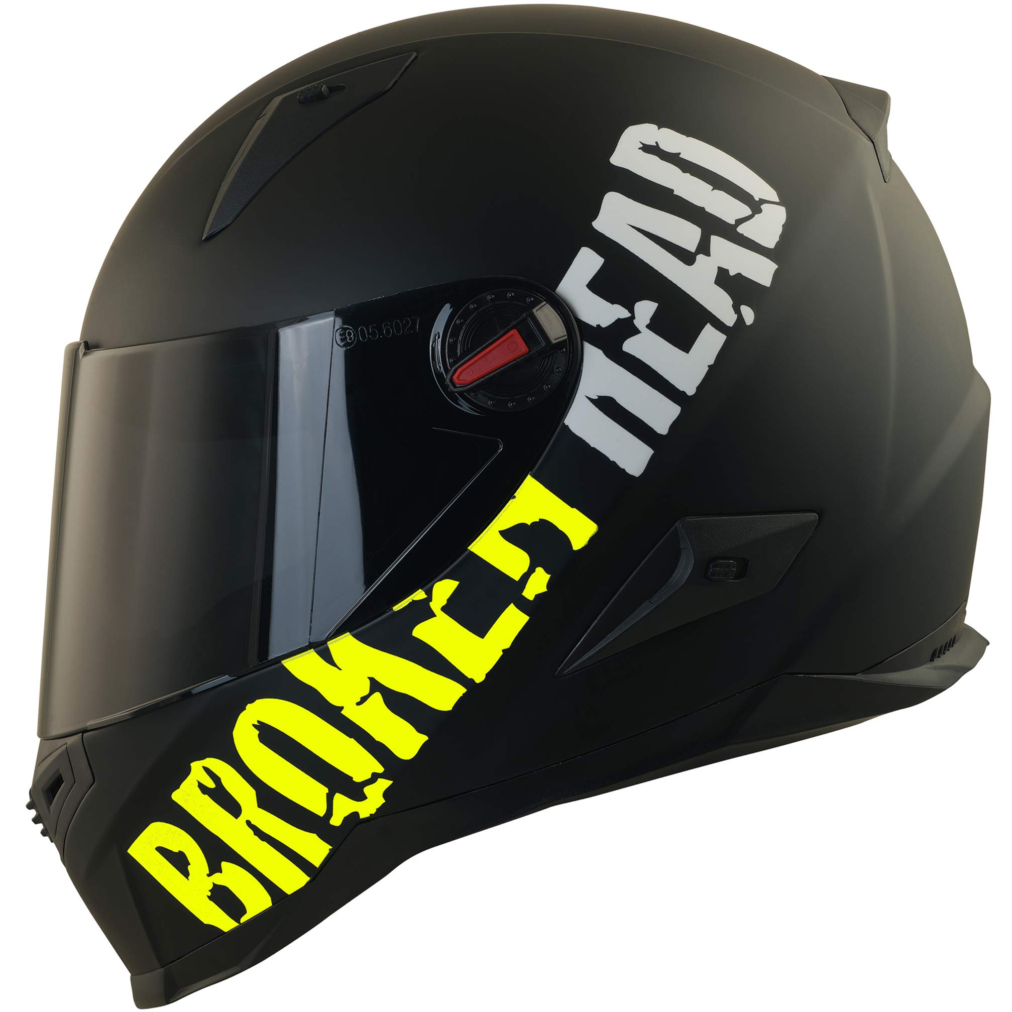 Broken Head BeProud Neon Gelb Ltd. - Motorradhelm Mit 2 Visieren (Schwarzes Visier + Klares Visier) Integralhelm Mattschwarz-Gelb - Größe L (59-60 cm)