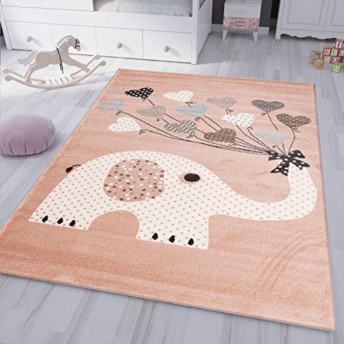 VIMODA Teppich Elefant König Spiel Zimmer für Kinder Flauschig Qualität Kunstfaser, Maße:120x170 cm