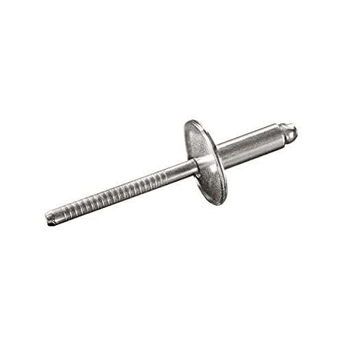 GOEBEL® - 250 x Großkopf Niete mit gerilltem Nietdorn Edelstahl A2 (V2A) (Ø x L) 4,8 x 25,0 mm - Großkopf Blindniete mit gerilltem Nietdorn - Popniete - STANDARD