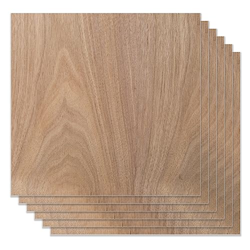 Bastelholzplatte Sperrholz Platten, 6 Stück Sperrholz aus schwarzem Walnussholz, 30,5 x 30,5 cm, unbehandeltes Holz zum Basteln, Lasergravieren, CNC-Schneiden