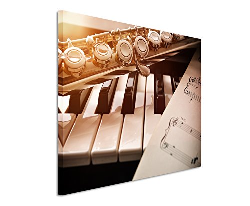 Fotoleinwand 120x80cm Kunstbilder – Klavier Klarinette und Noten