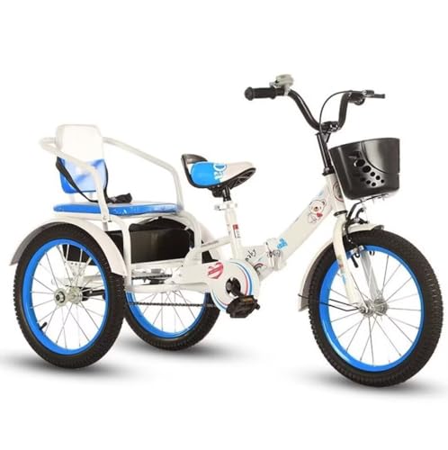 Pedal-Dreiräder für Kleinkinder im Alter von 2–10 Jahren,Outdoor-Cruiser-Dreiräder,Kettenfahrräder,Tandem-Dreiräder mit Rücksitz,klappbare Kinder-Dreiräder mit Einzelbremse,Dreiräder,Speichen-Luftrad