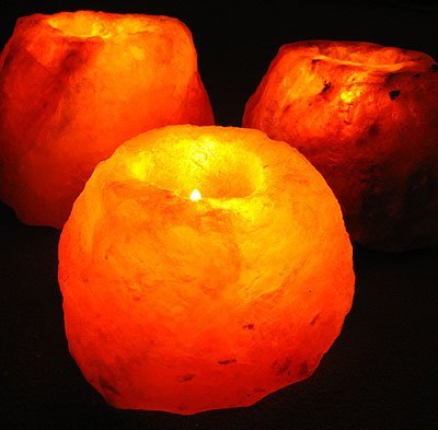 MGS SHOP Salzkristall - Leuchte für Teelichter Salzkristalleuchte natur belassen bis 1kg (6 er Set)