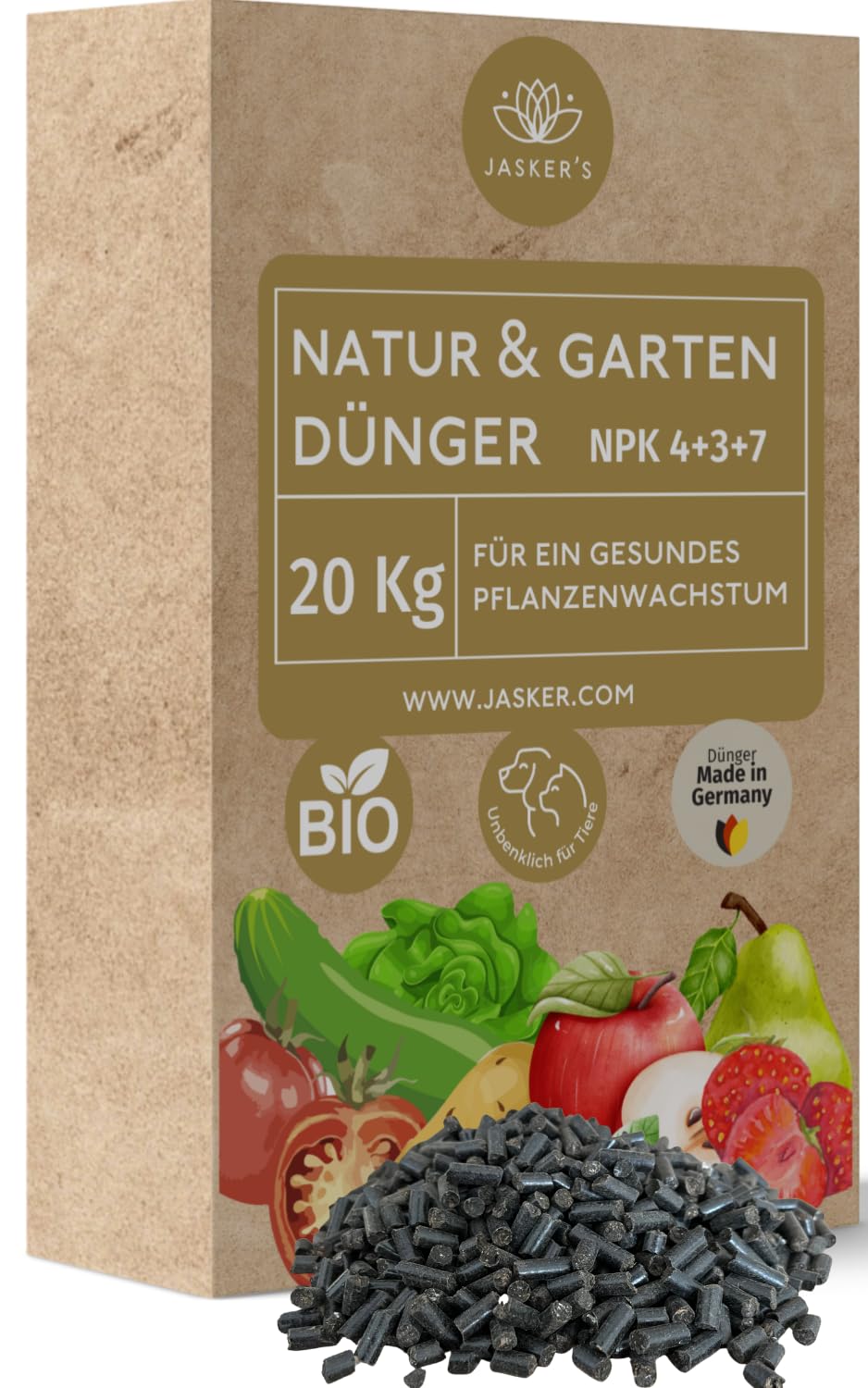 Bio Dünger 20 Kg - 100% Naturdünger & Universaldünger - Ideal als Veganer Dünger für Obst & Gemüse - Pflanzendünger mit viel Kalium & Magnesium - Organischer Volldünger - Bio Dünger Gemüse