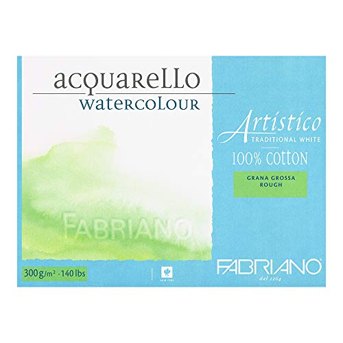 Honsell 30023551 - Fabriano Artistico Acquarello Watercolour, hochwertiger Künstler - Aquarellkarton, naturweiß, Grobkorn, ca. 35,5 x 51 cm, 15 Blatt 300 g/m²