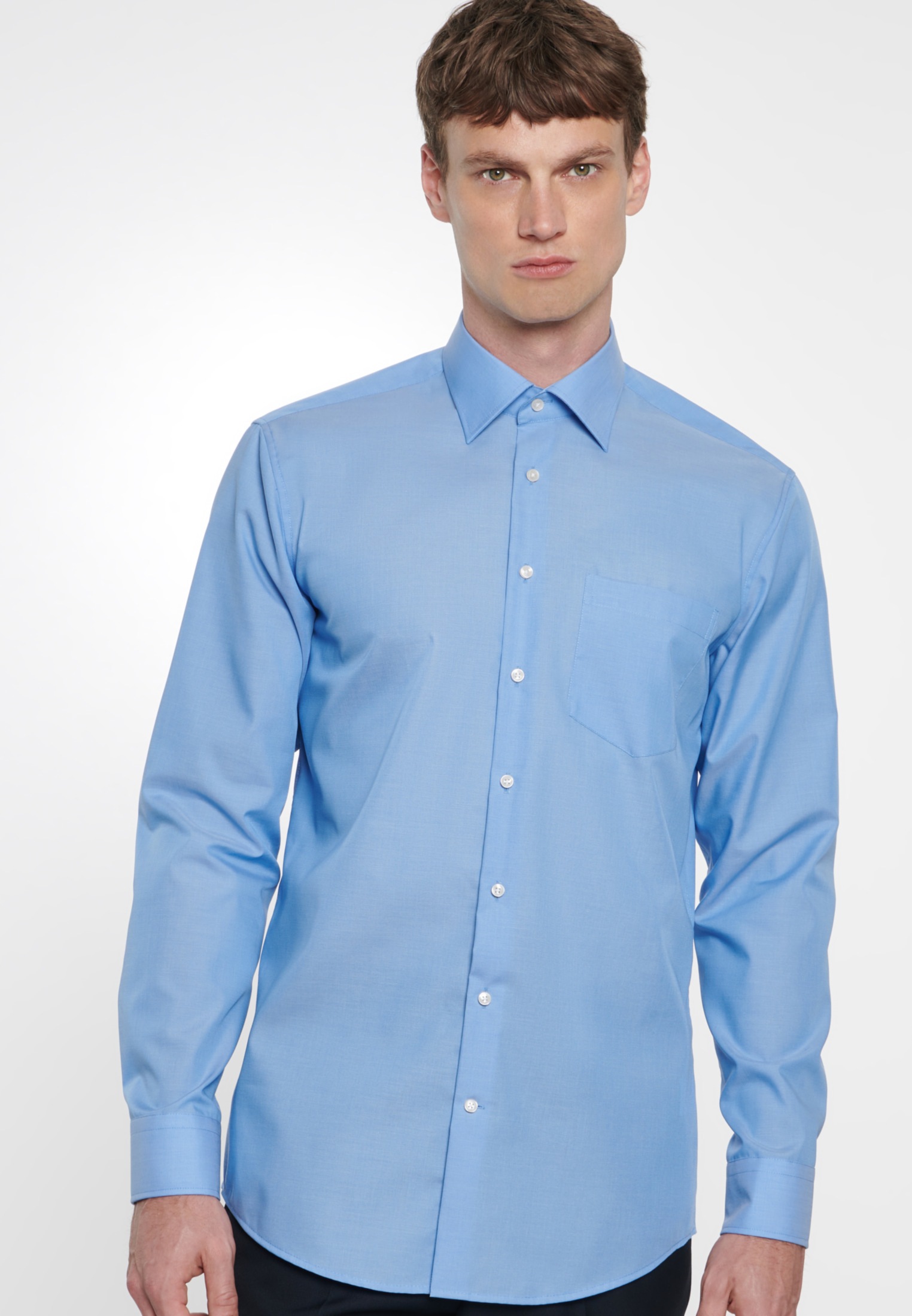 Seidensticker Herren Business Hemd Modern Fit Langarm, Blue(mittelblau 14)), 38