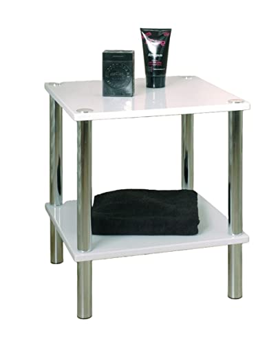 Haku Möbel Beistelltisch - Kleiner Tisch in Weiß mit Chromoptik, Höhe 47 cm
