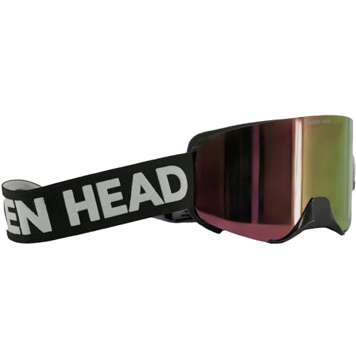 Broken Head Motocross Brille Struggler - MX Brille - Supermoto Goggle Mit Magnetischem Glas (Schwarz-Weiß, Rose Verspiegelt)