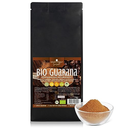 GOLDEN PEANUT GOURMET Bio Guarana Pulver 1 kg natürliches Koffein ohne Zusätze vegan Energie Getränk Kaffee Ersatz