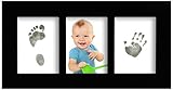 Babygalerierahmen mit Abdruckset für Fuß- und Handabdruck in schwarz (3 x 13 x 18 cm)